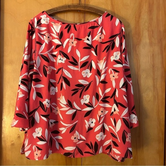 Talbots Blouse Womens 2XP Pink Multi Floral Bell Sleeves Mature Office Career - Picture 6 of 8